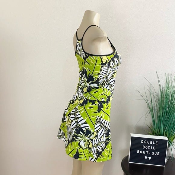 high discount LEJ | Vintage Green And Black Floral Tennis Skirt Set Sz M ndDwMG7r5 on sale
