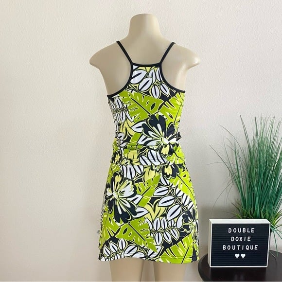 high discount LEJ | Vintage Green And Black Floral Tennis Skirt Set Sz M ndDwMG7r5 on sale