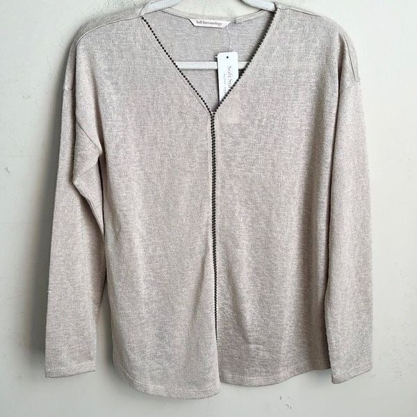 good price Soft Surroundings Tan Beaded Sweater XS GJ4G