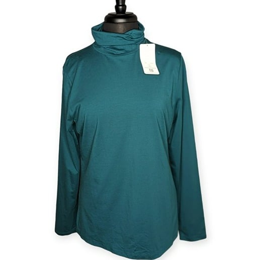 Promotions  Land´s End Shaped Fit Dark Green Long Sleeve Turtleneck Top Size XL oc6ACMNCa Everyday Low Prices