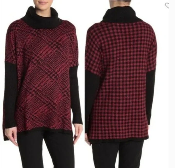 Factory Direct  Joseph A Red & Black Cowl Neck Sweater 