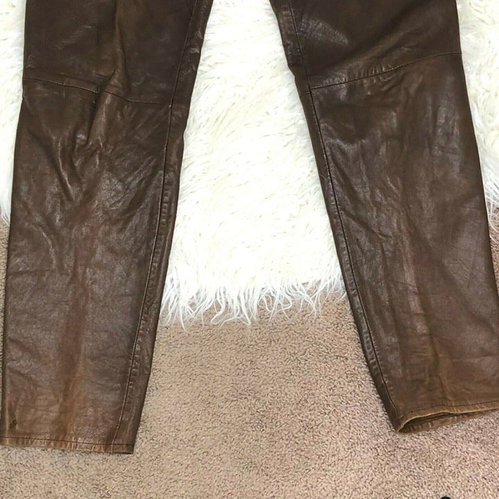 reasonable price VTG 1980s Andrew Marc Womens 8 Brown Leather Pants High Rise Tapered Leg Lined HjQz6cguz Store Online