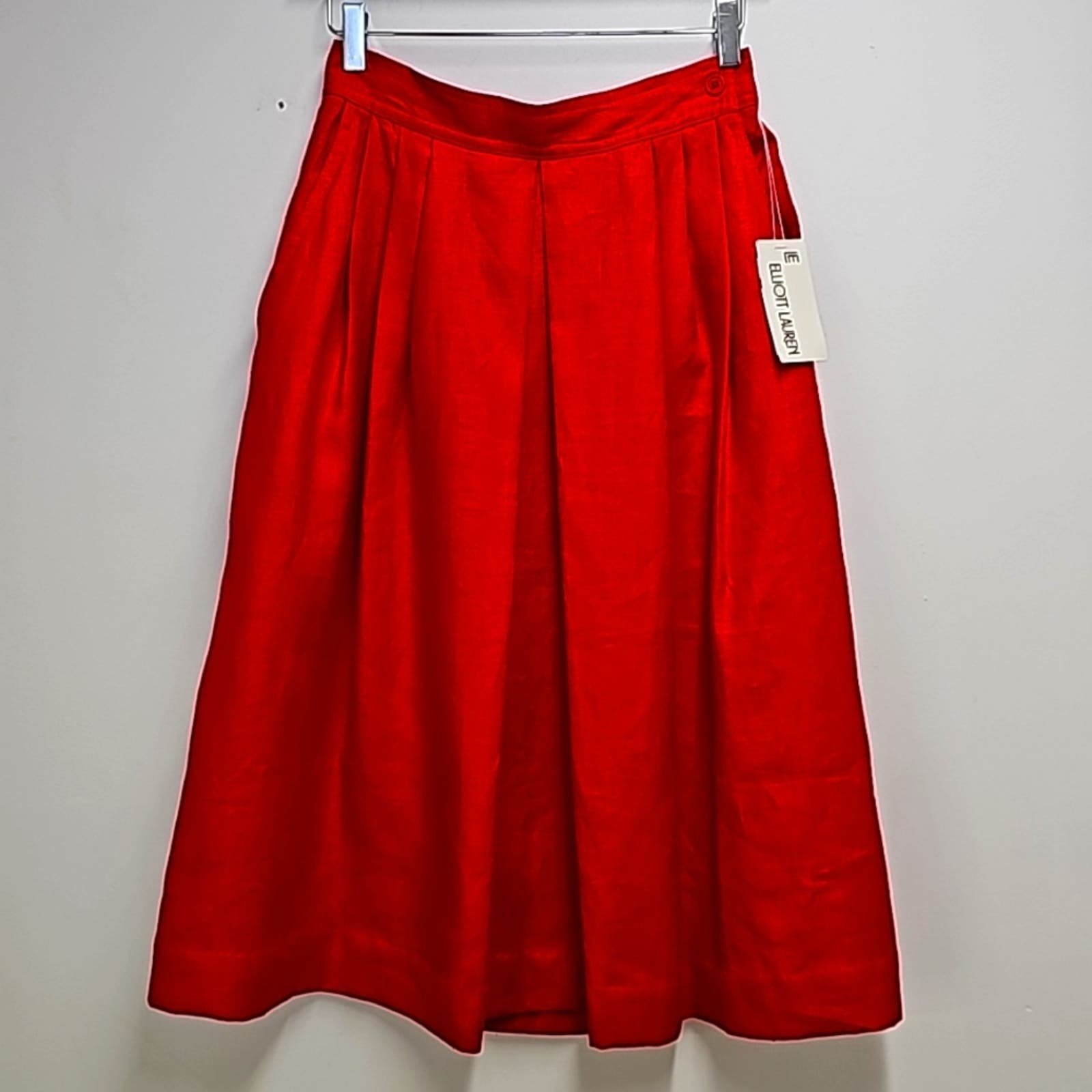 Authentic Elliot Lauren Vintage 100% Linen Midi Skirt R