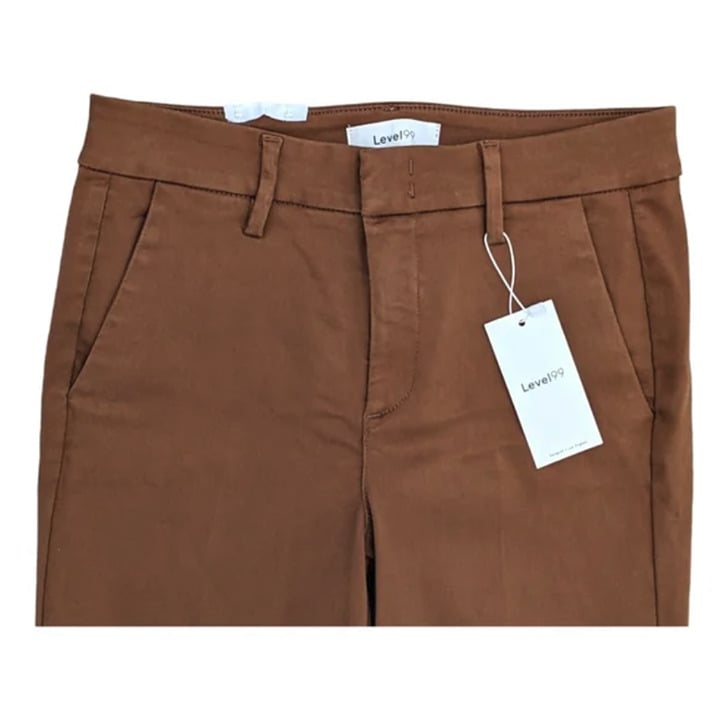 Discounted LEVEL 99 Brittany Zip Hem Straight Leg Trouser Size 26P Tobacco Brown/Tan Wash onbV5QrAc just for you