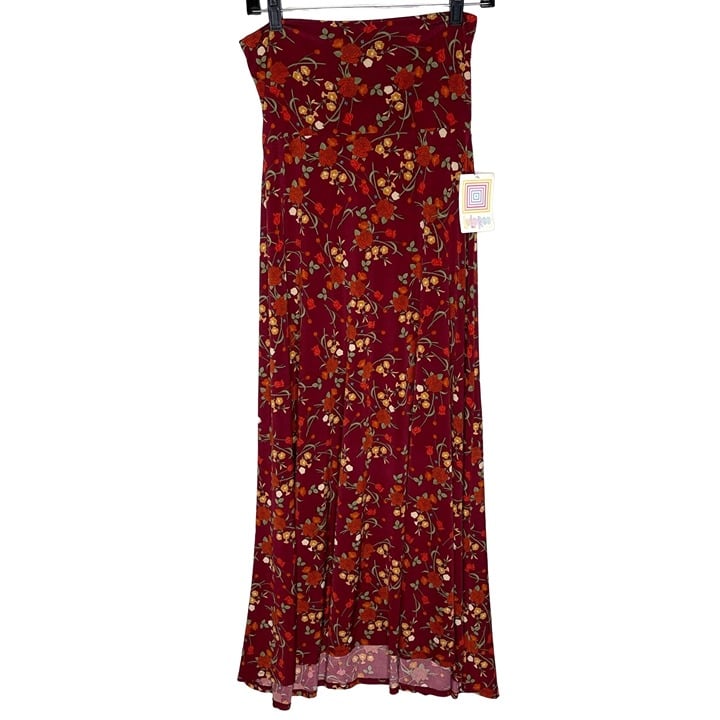 Amazing New Lularoe Floral Maxi Skirt Maroon Burgundy F