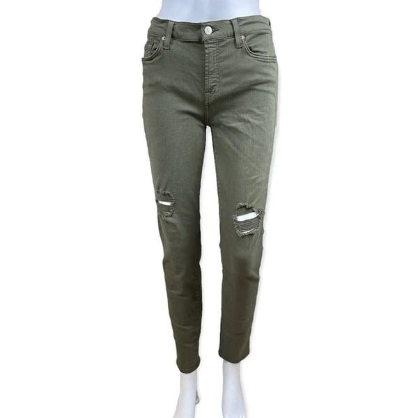Perfect 7 For All Mankind High Waist Distressed Olive G