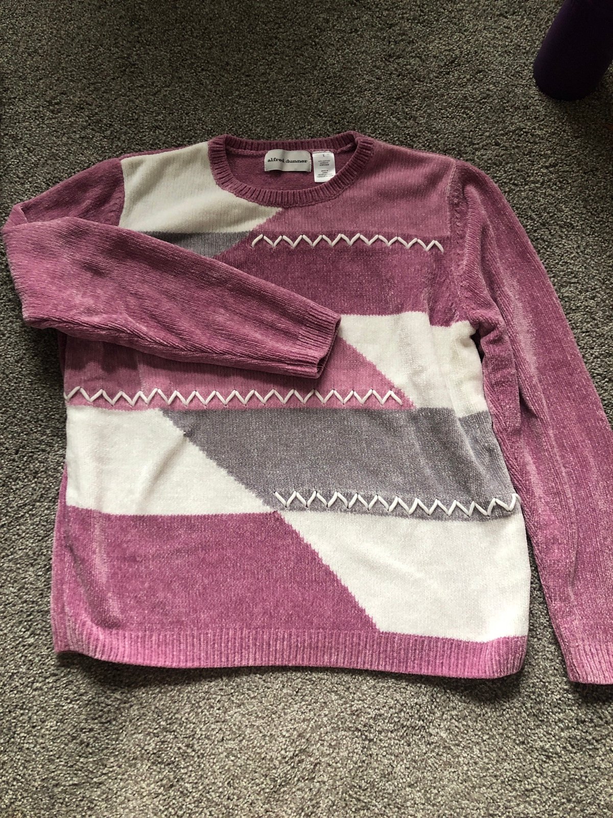 The Best Seller Alfred Dunner Vintage Purple Sweater with White Lacing Size L fNlbEhQ2a US Sale