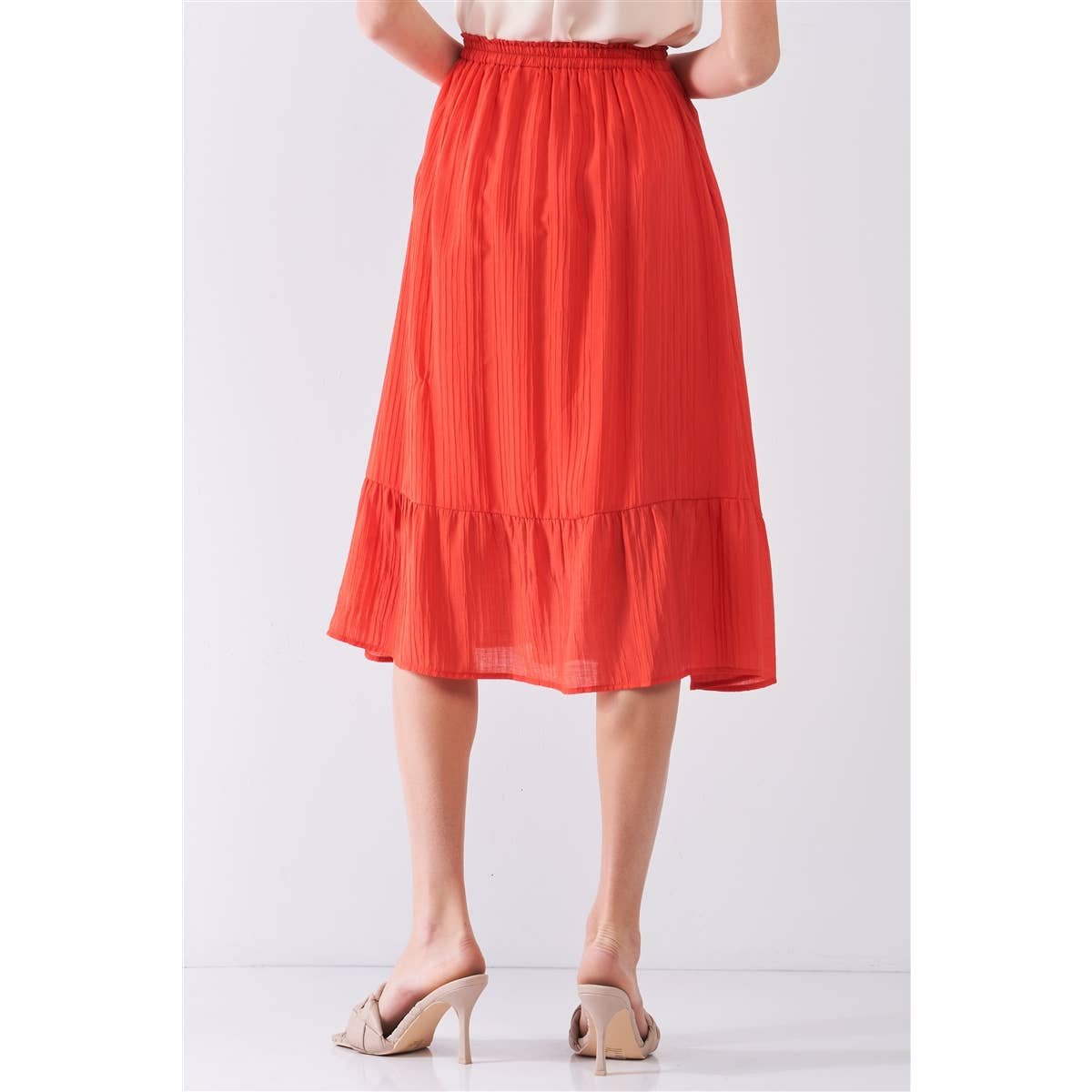 reasonable price Red High Waist Pleated Midi Skirt M ltp6XjedM just buy it