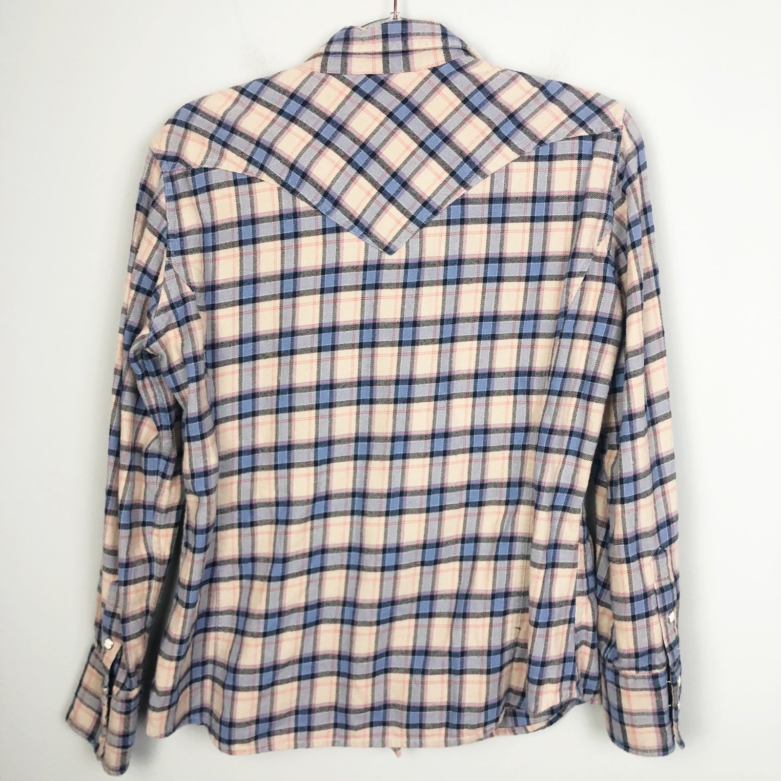 Simple CARHARTT | Tan & Blue Snap Front Plaid Flannel Long Sleeve Top Women’s Size M km1iQZyqg hot sale