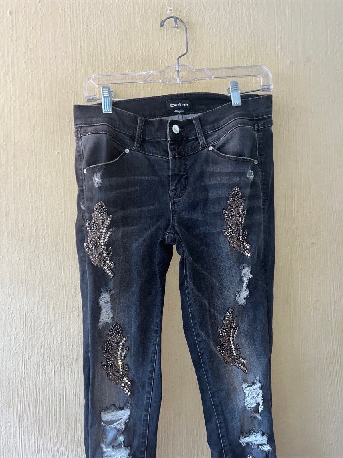 Factory Direct  Bebe distressed black skinny jeans size