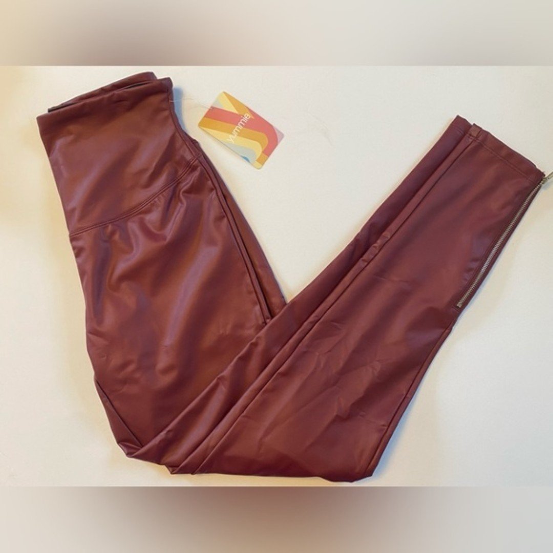 The Best Seller NWT Yummie High Waisted Faux Leather Leggings Maroon Small zipper ankle gR3nOElko US Sale