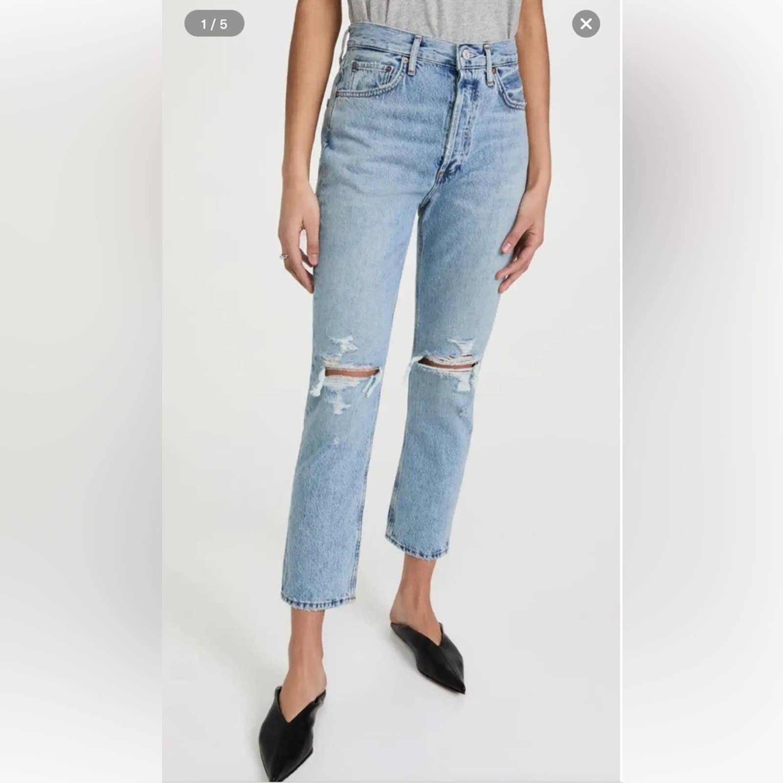 high discount Agolde Riley High Rise Straight Cropped Jeans in Blitz PiePIi5JO outlet online shop