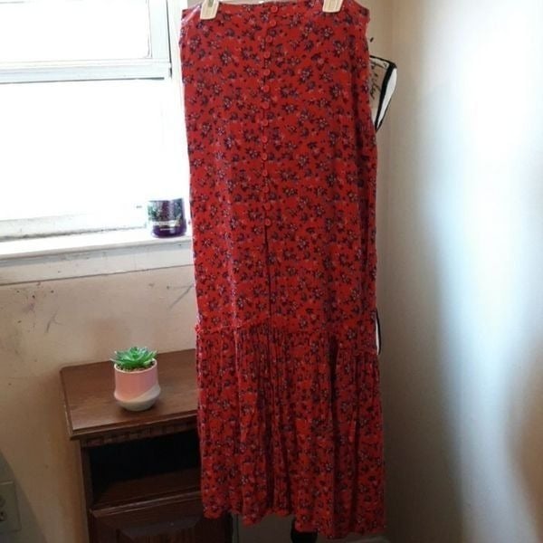 floor price BAND OF GYPSIES RED FLORAL BOHO MAXI SKIRT 