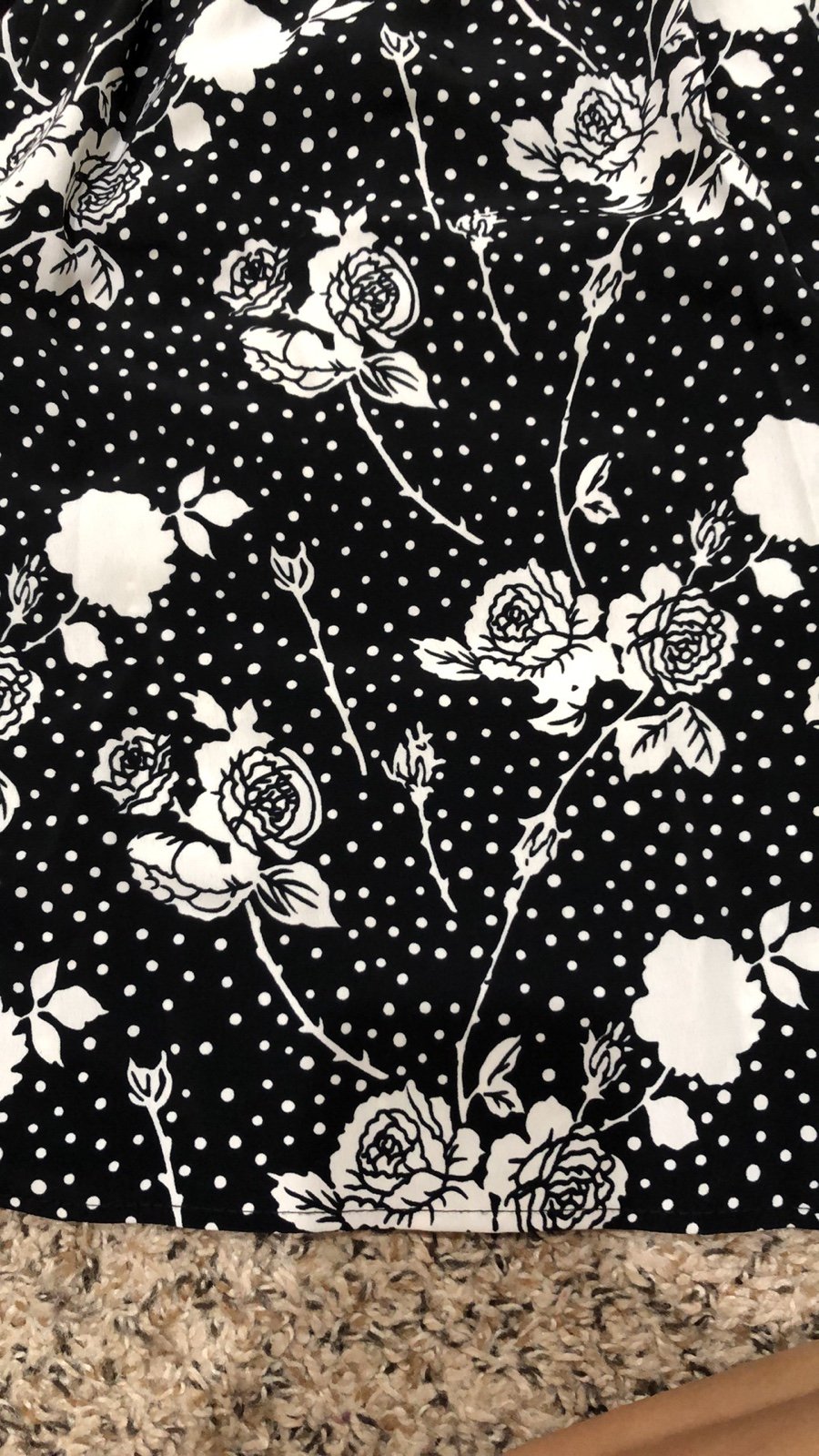 where to buy  Vintage 90s Midi Skirt Size Small Black White Polka Dot Rose Floral Print OA313amEU Fashion