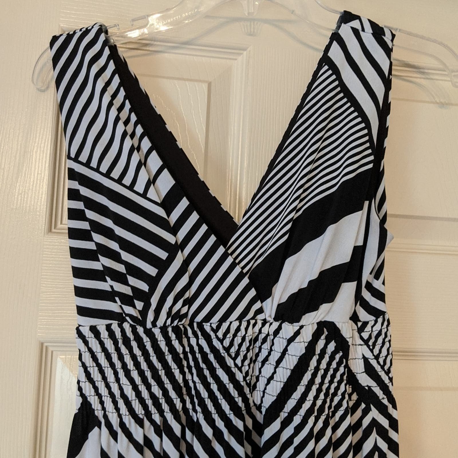 Nice Black White Geometric Maxi Dress Size 6 KCMA2X78T no tax