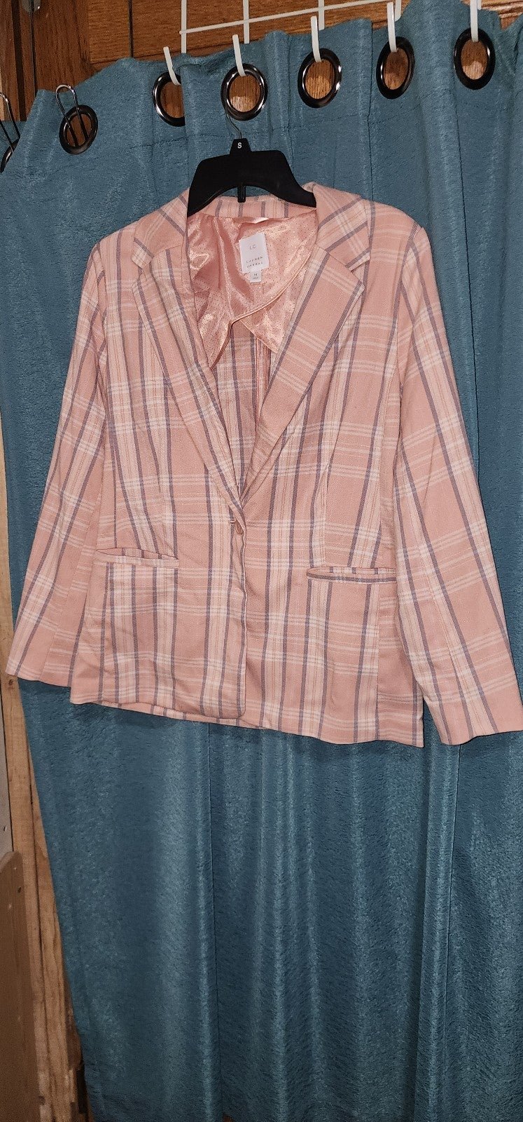cheapest place to buy  LC Lauren Conrad Relaxed Pink Blazer  Plaid Stripe Long Sleeve Button Pockets fzB2kyBIQ Outlet Store