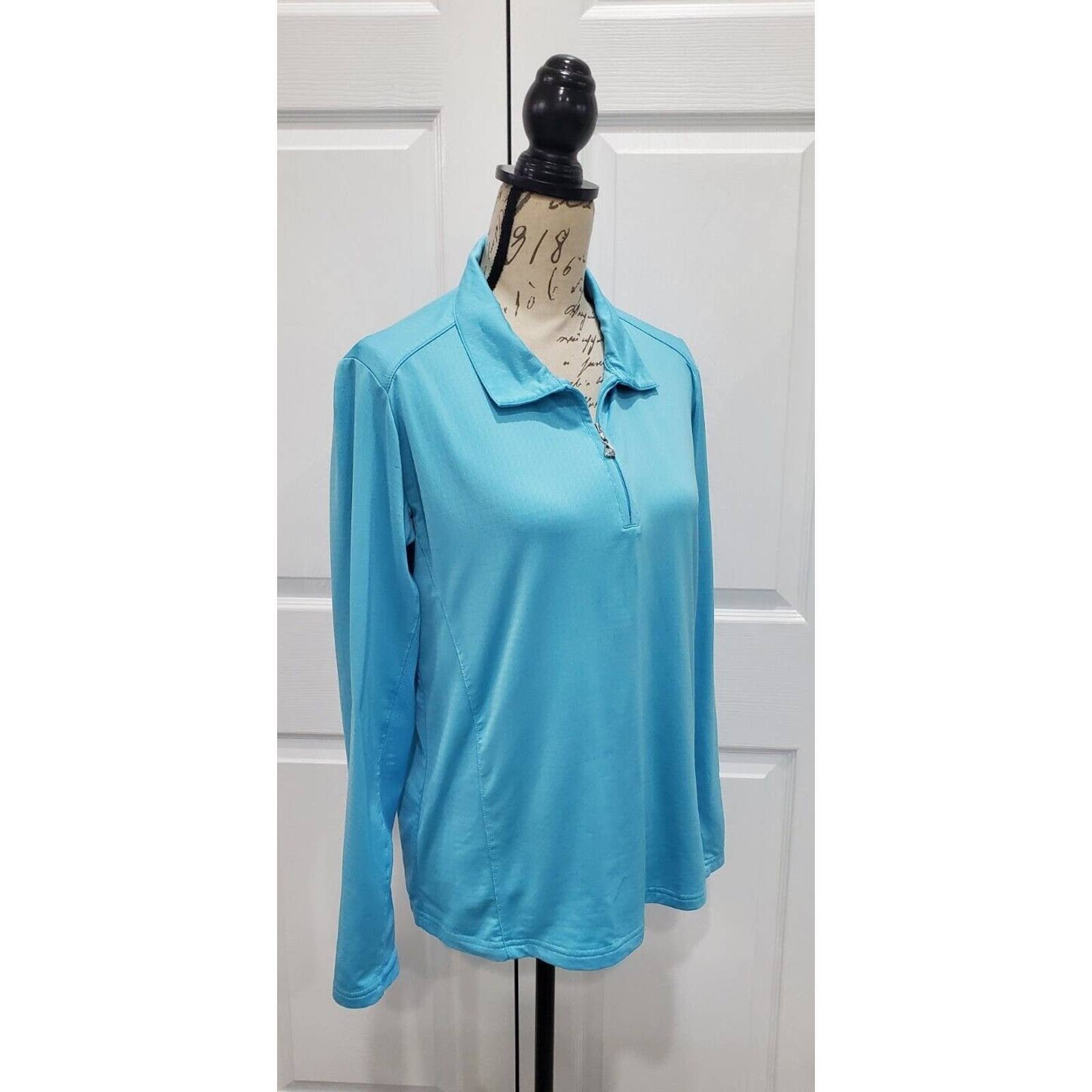 Popular SAN SOLEIL Blue 1/2 Zip UPF50+ Shirt Top Mesh Sleeve Panels Size Large pMtARL54c Buying Cheap