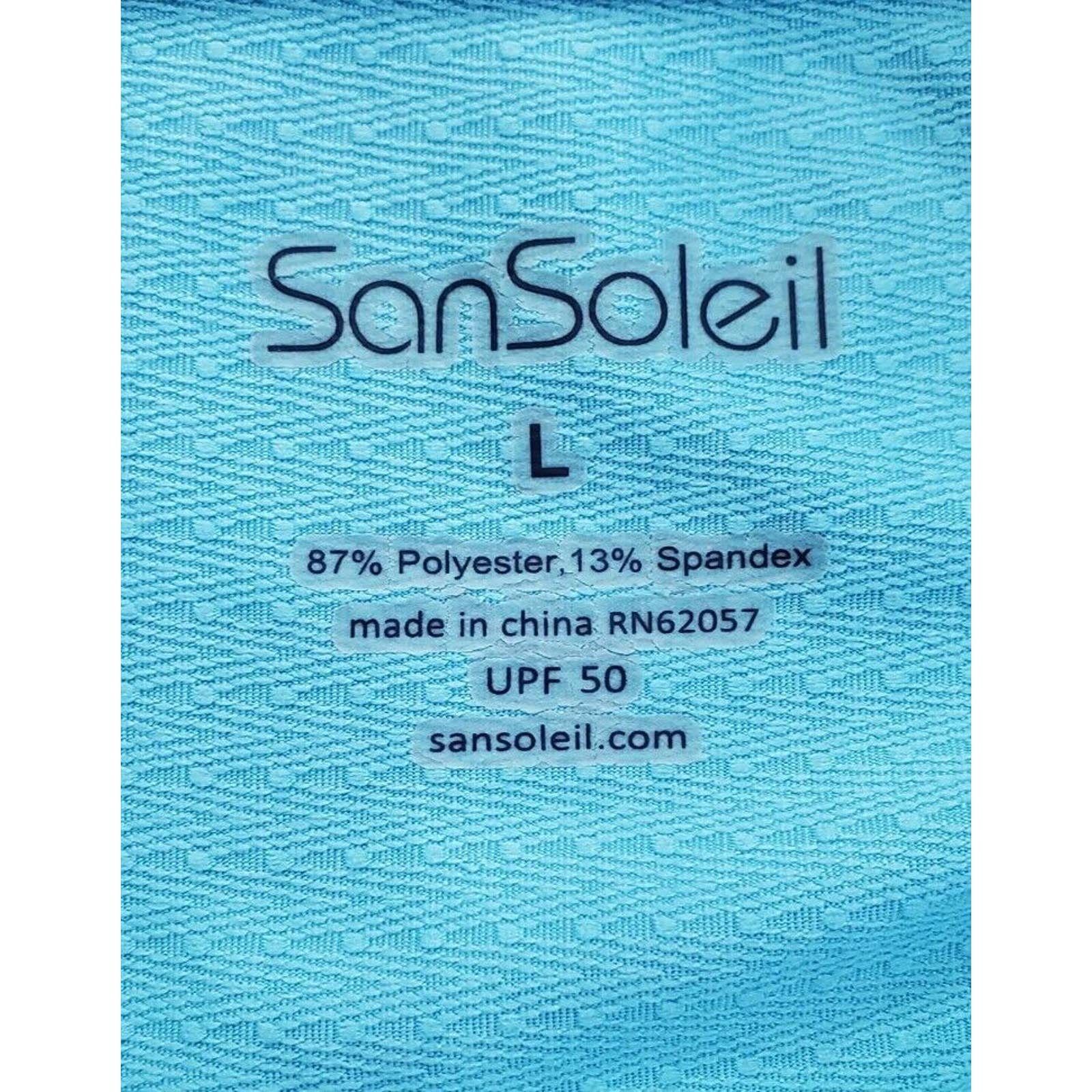 Popular SAN SOLEIL Blue 1/2 Zip UPF50+ Shirt Top Mesh Sleeve Panels Size Large pMtARL54c Buying Cheap