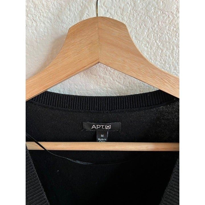 Wholesale price Apt. 9 Long Long Sleeve Top V-Neck Shirt Women´s Size Medium Black Sweater IiZ8R3fKK Discount
