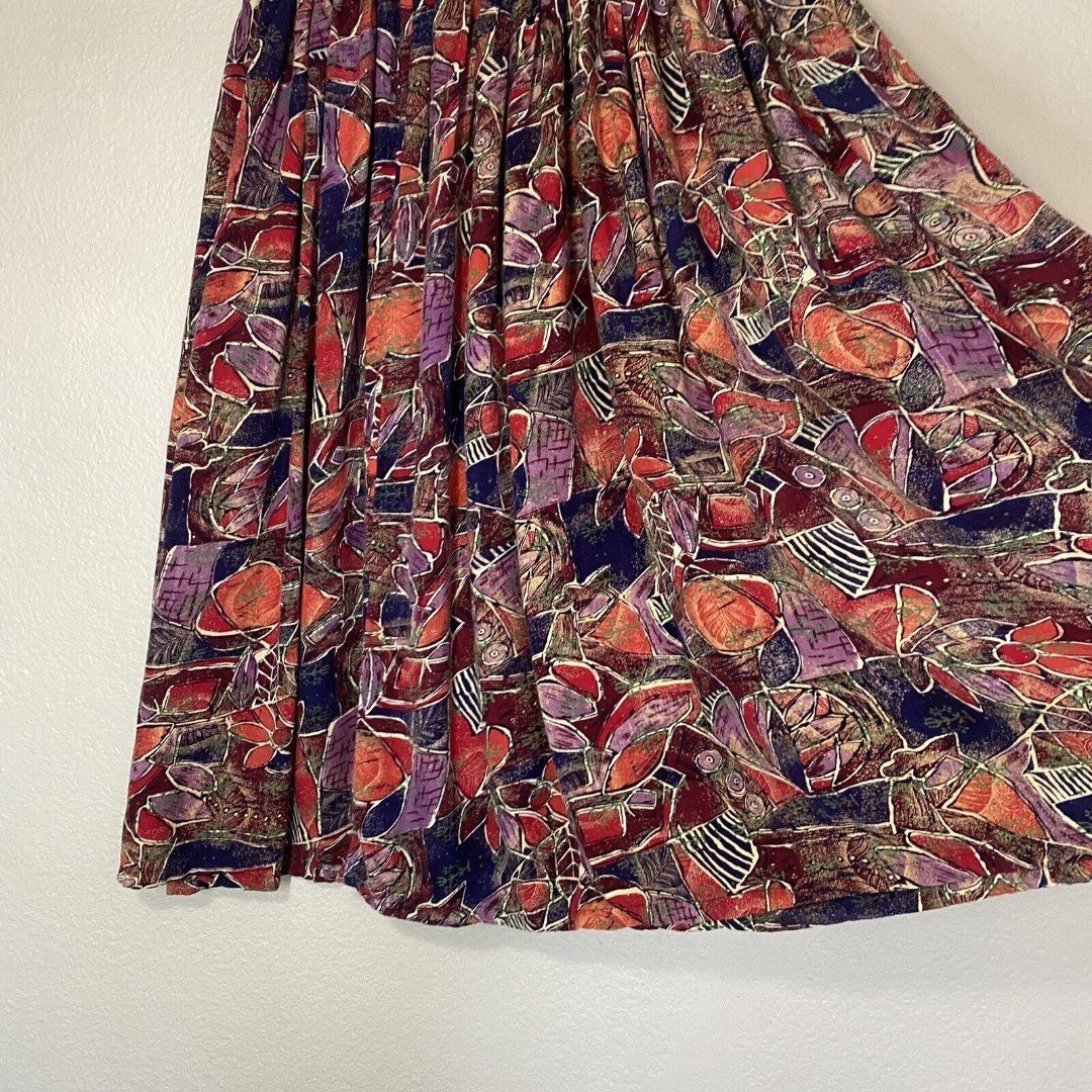 Custom Dimiche Vintage Skirt Women’s Medium 90’s Colorful Print Midi A Line Rayon nV4CUO5tb on sale