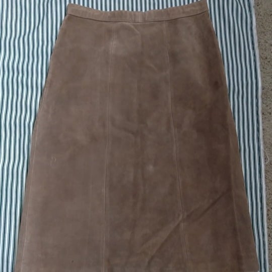 Personality Vintage Emporium Capwell Real Suede/Leather Brown Button Front Midi Skirt OLHlJToJ8 no tax