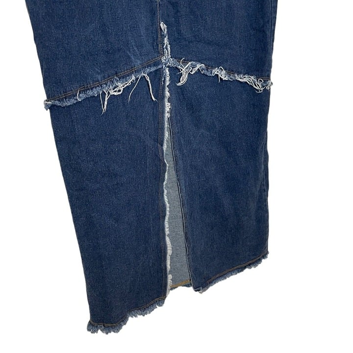 Amazing Vintage R4R Womens Denim Midi Skirt Size XS Frayed Slit Patchwork Belted Grunge OyvJX7ab2 Store Online