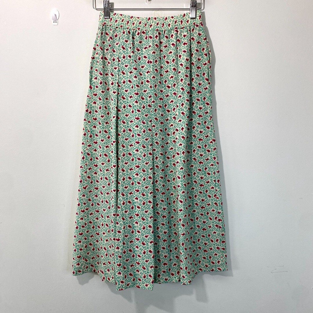 Popular Vtg Sandra Roth CiaoSport 100% Silk Green Floral Midi Skirt Women´s 6 Petite Owepxzyg7 New Style