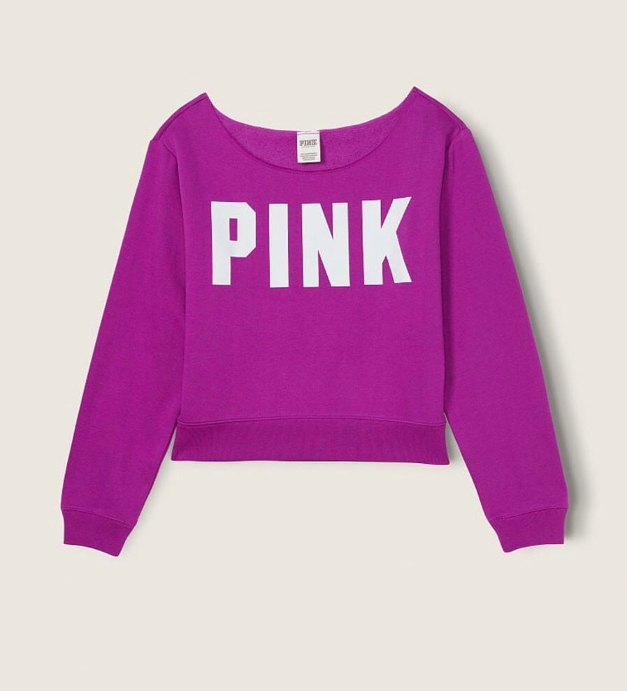 Authentic Victoria Secret Pink New Couture Fuchsia Fleece Cropped Cinced Campus hSvDUqroW US Sale