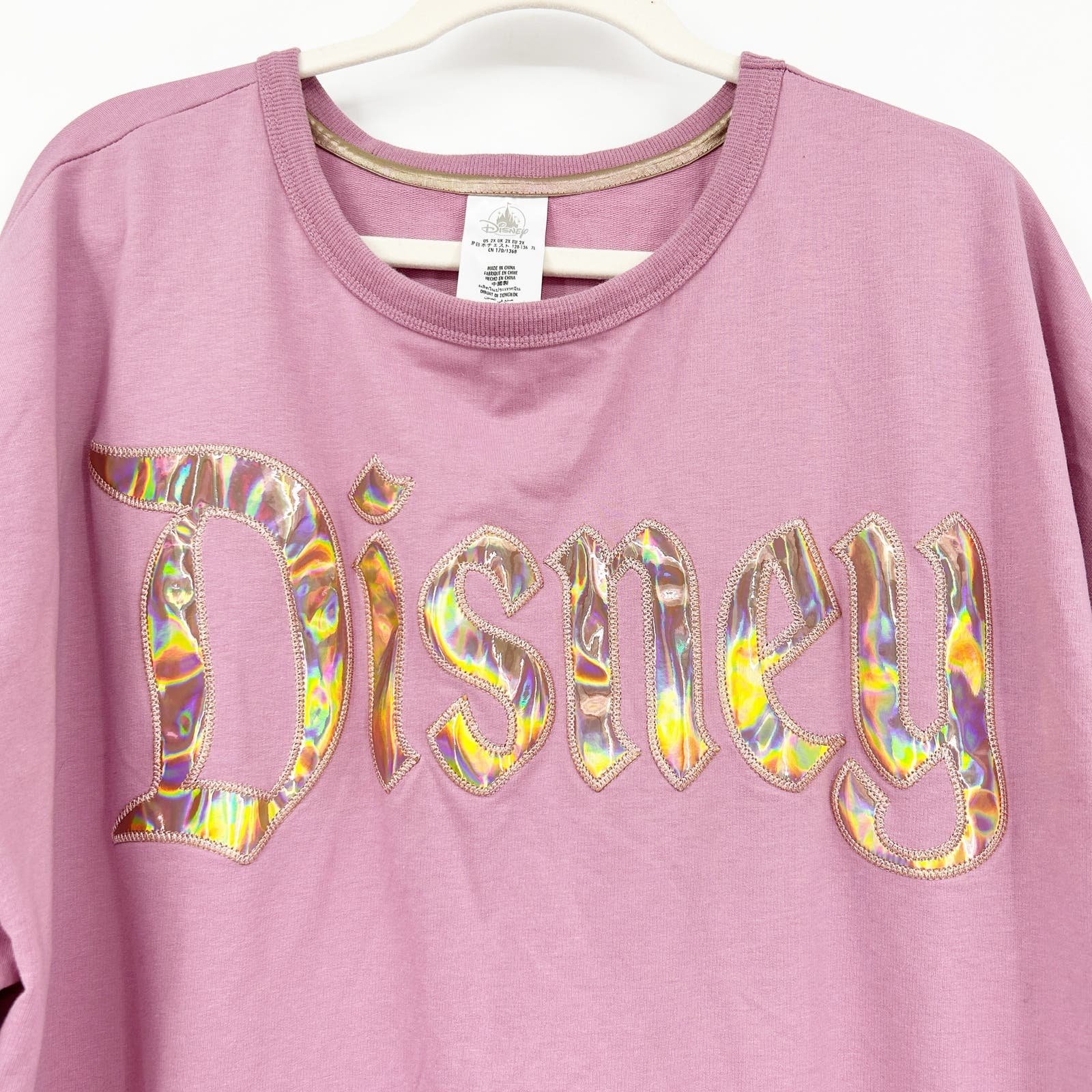 Elegant DISNEY Disneyland Womens Cinderella Castle Iridescent Spellout Sweatshirt 2X J3BsFInyJ Cheap