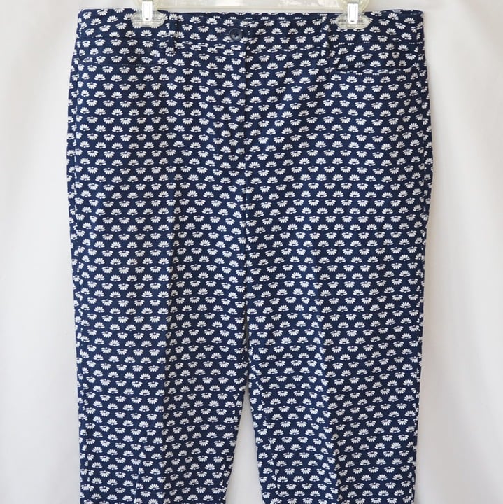 Fashion Talbots Navy Blue White Floral Crop Pants Perfect Skimmer Size 12 M2zZPxJMF Fashion