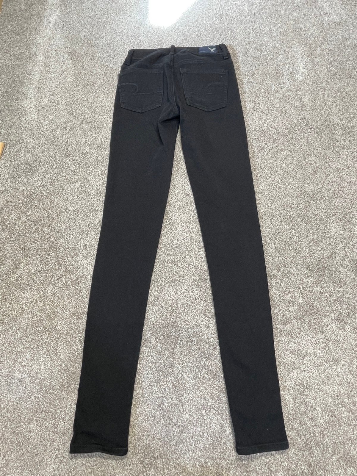 cheapest place to buy  American Eagle womens hi rise jegging jeans sz 0 extra Long black stretch denim mpUawUhOn Cheap