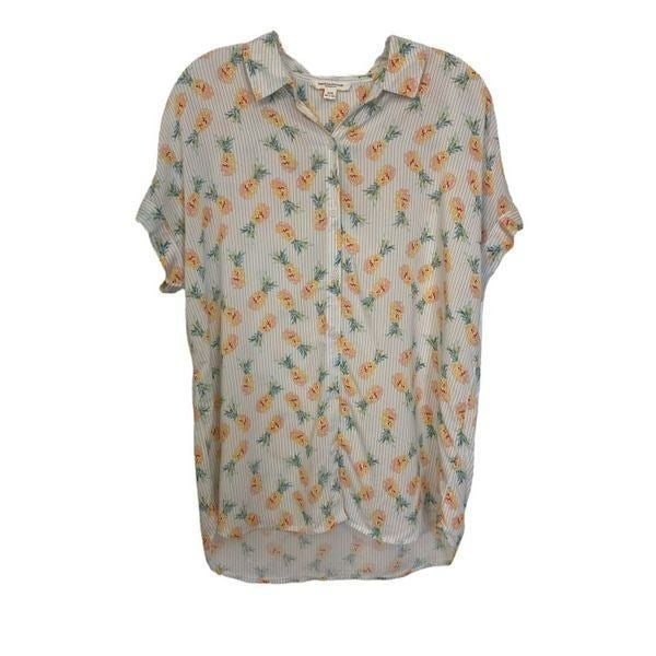 High quality Beach Lunch Lounge Women’s Pineapple Print Button Down Shirt | Size M j1GeNiUne Wholesale