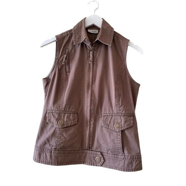 save up to 70% Chico’s Platinum Brown Collared Womens Vest ngvsP0sFU Everyday Low Prices