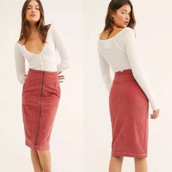 reasonable price Free People I Want It All Cord Midi Skirt NWT 24 ME4bLgZuK Store Online