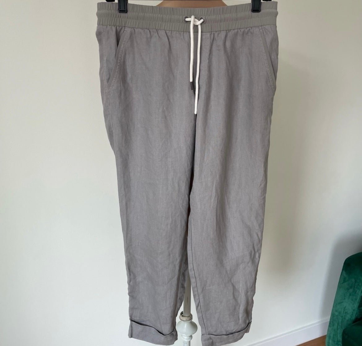 high discount Athleta Gray Bali Linen Mid Rise Tapered Ankle Pant #175799 EUC Size 6 fJCKFSTVX outlet online shop