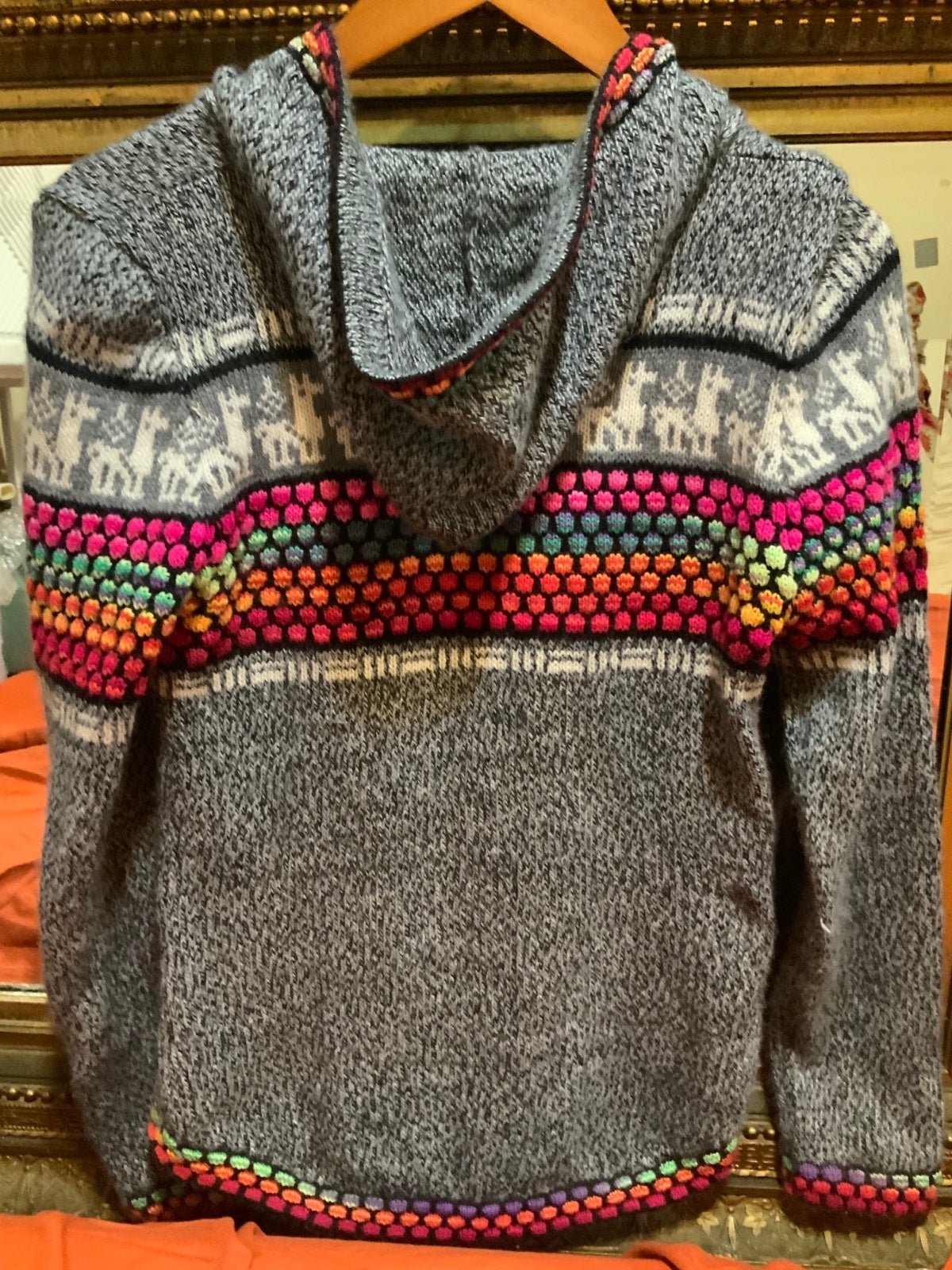 Custom Handmade Alpaca Hooded Zippup Sweater Jacket w/ Pockets size Small MYzXW19Mw New Style