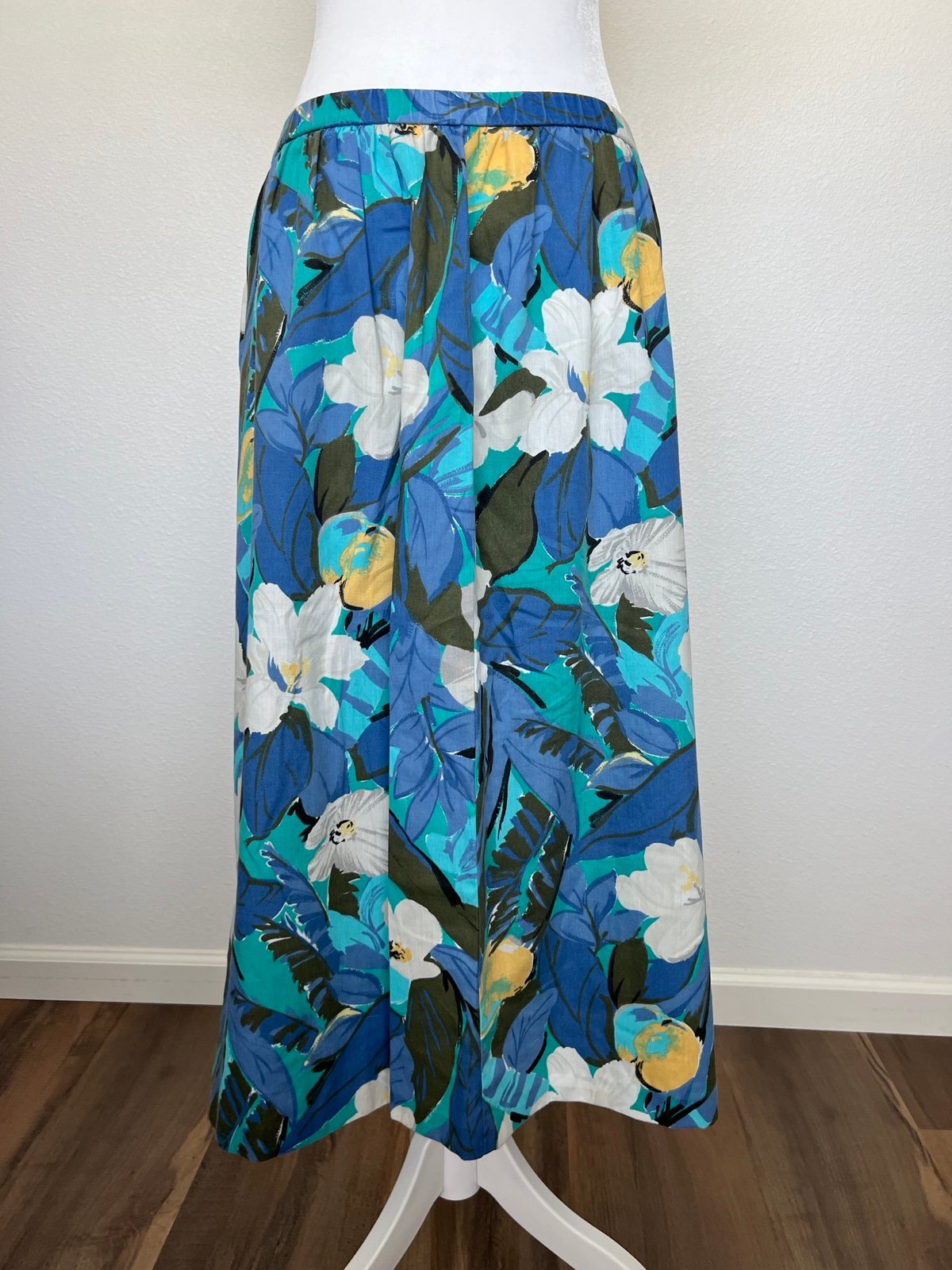 Popular Vintage Alfred Dunner Tropical Floral Maxi Skirt Blue White Size 18 HouZUd44d New Style