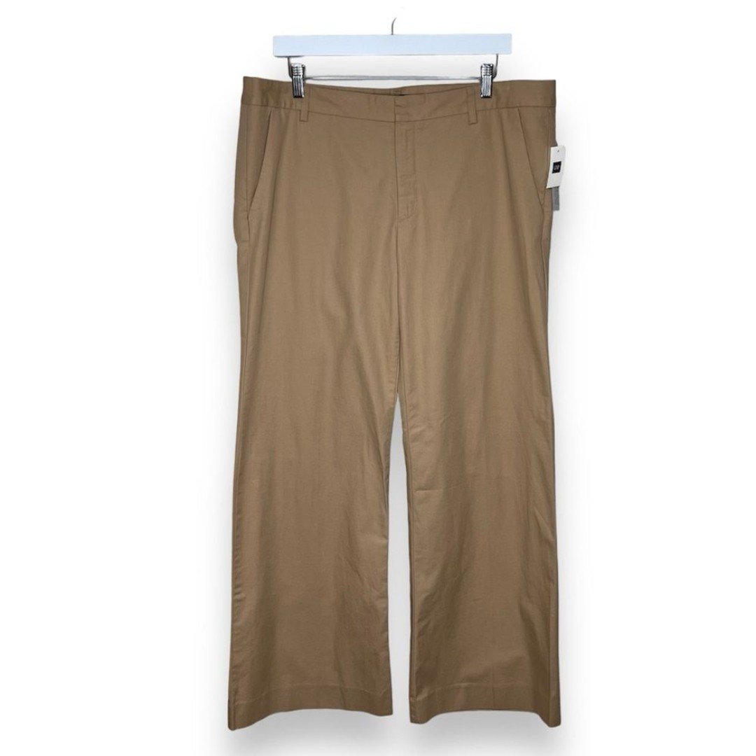 Personality NWT Gap Perfect Khaki Straight Leg Tan Chino Flat Front Cotton Pants Women 16 jpLRznSTZ hot sale