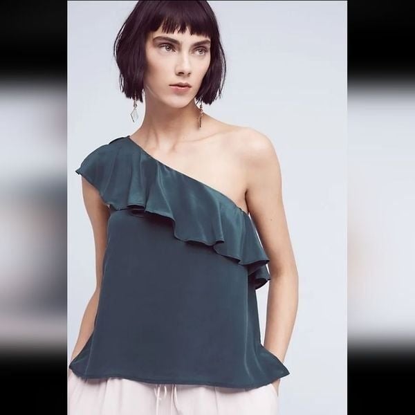Amazing Maeve Anthropologie Silk One Shoulder Blouse Holly Size 6 fzizBGbyX no tax