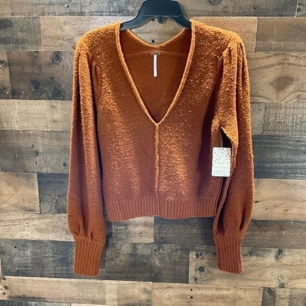 Stylish Free People Sweater Reverie Cropped V-Neck Burnt Butter Rust Brown Women XS IrVdtm0gm well sale