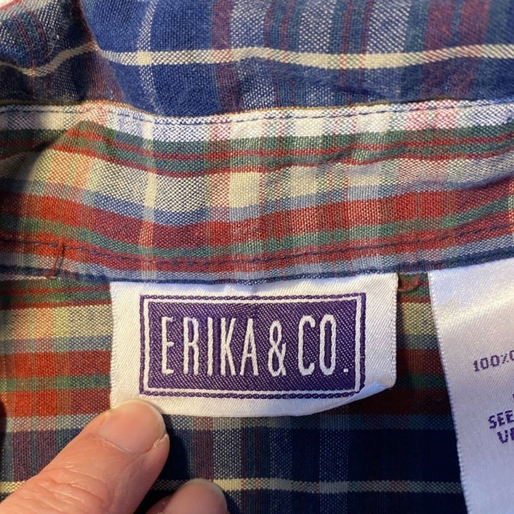 floor price Erika & Co. Womens Multicolor Plaid Long Sleeves Button Front Shirt Size Large NtpAPwKZM Wholesale