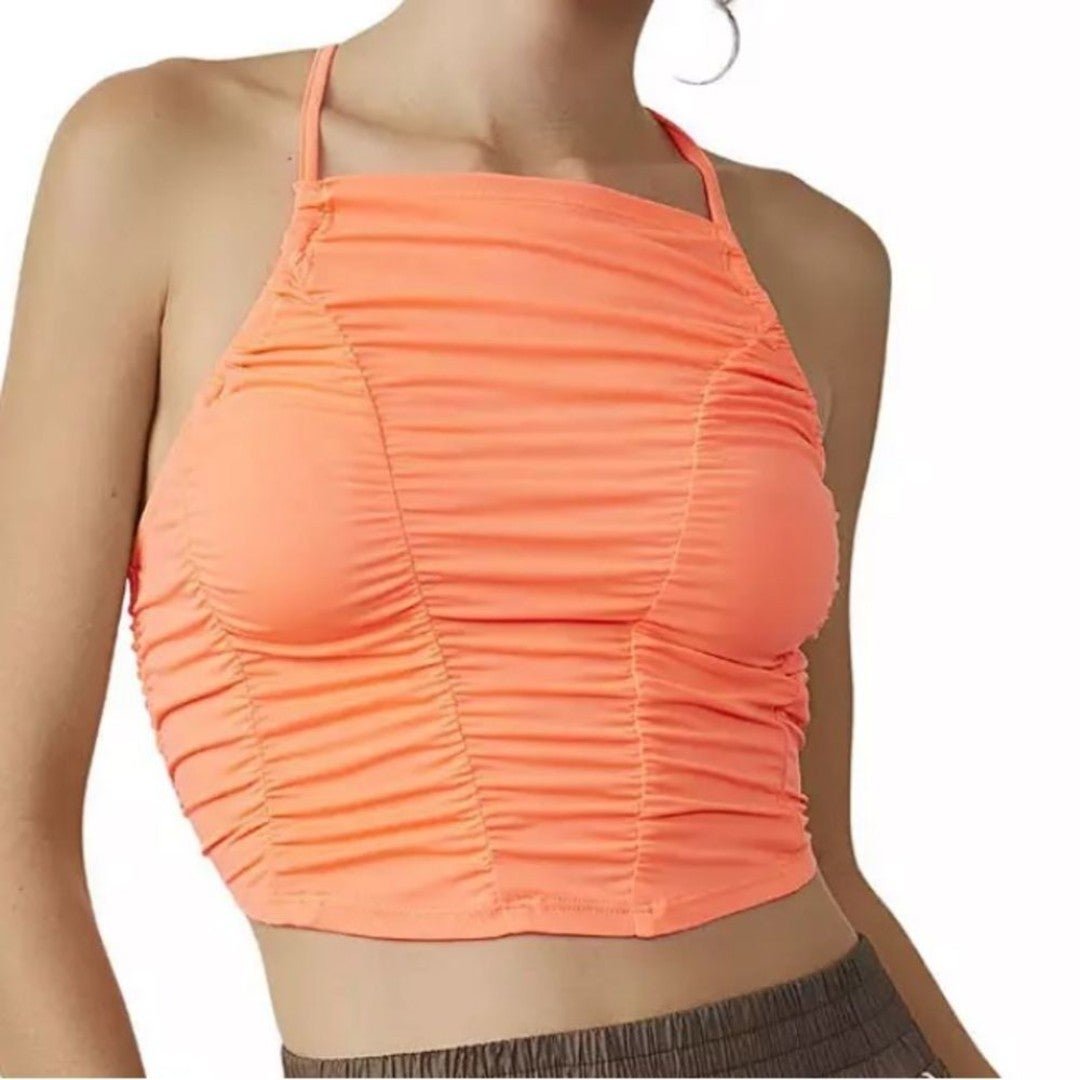 Factory Direct  free people FP Movement Women´s Shirr Enough Tank Neon Coral Medium NWT oWgtZUsUY Online Exclusive