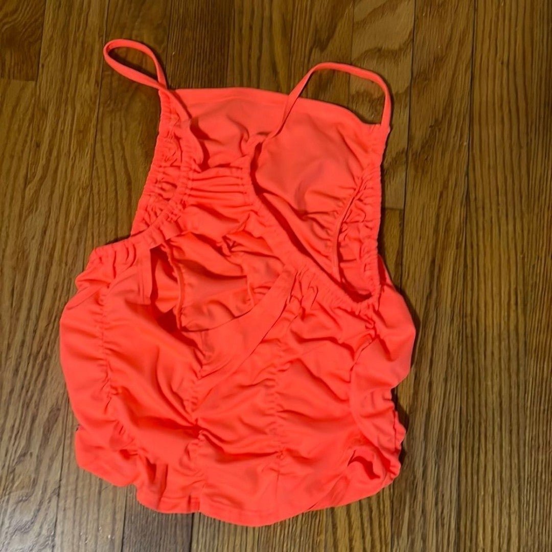 Factory Direct  free people FP Movement Women´s Shirr Enough Tank Neon Coral Medium NWT oWgtZUsUY Online Exclusive