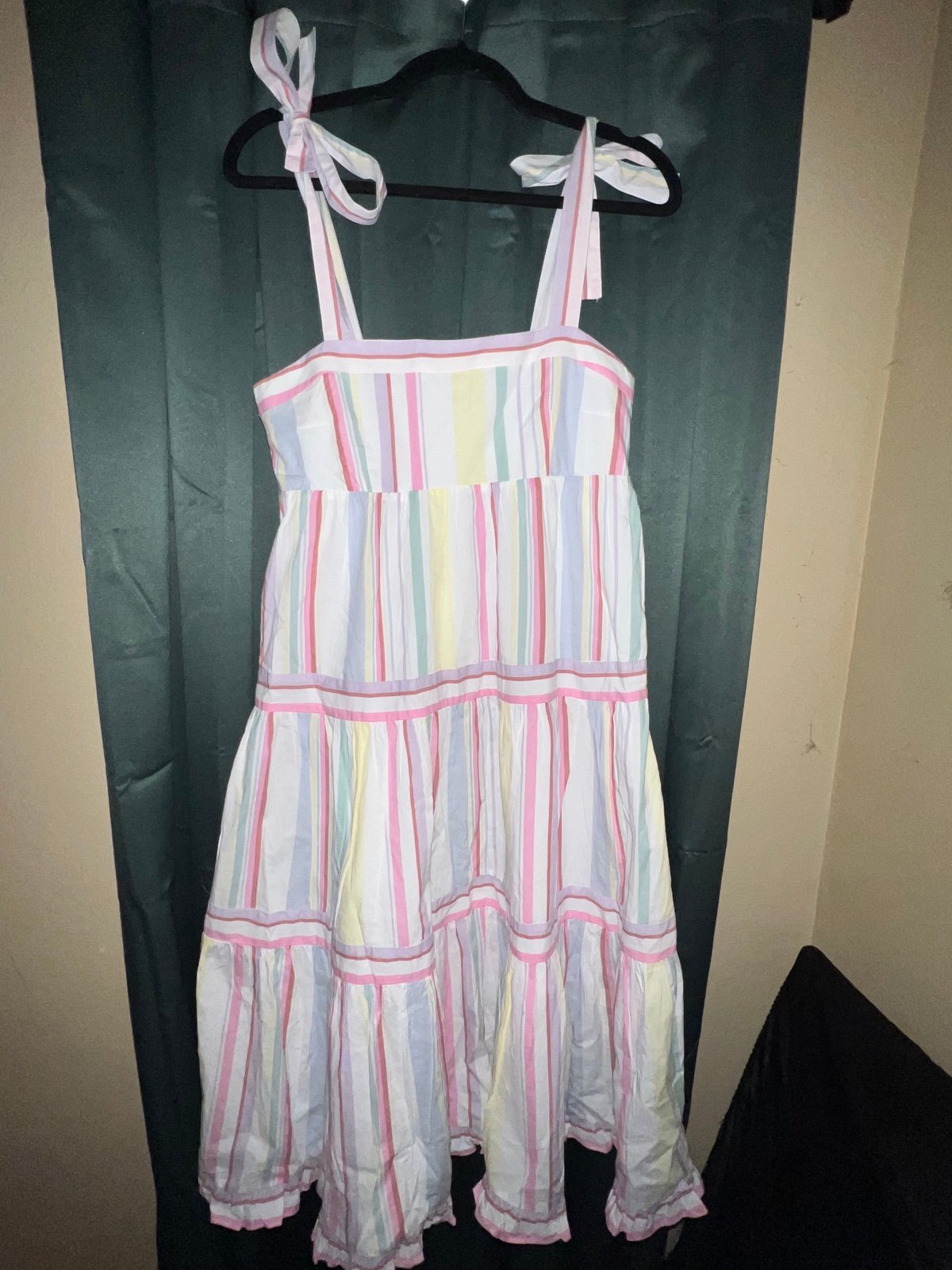 Latest  Chelsea and Violet Tiered Tie Strap Striped Midi Dress SM opwXRjsfD best sale