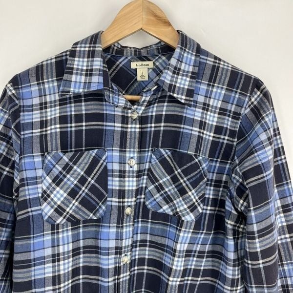 Gorgeous LL Bean Shirt Size Small Women Blue Freeport Flannel Button Up Plaid Top Blouse jR0VIduVy on sale