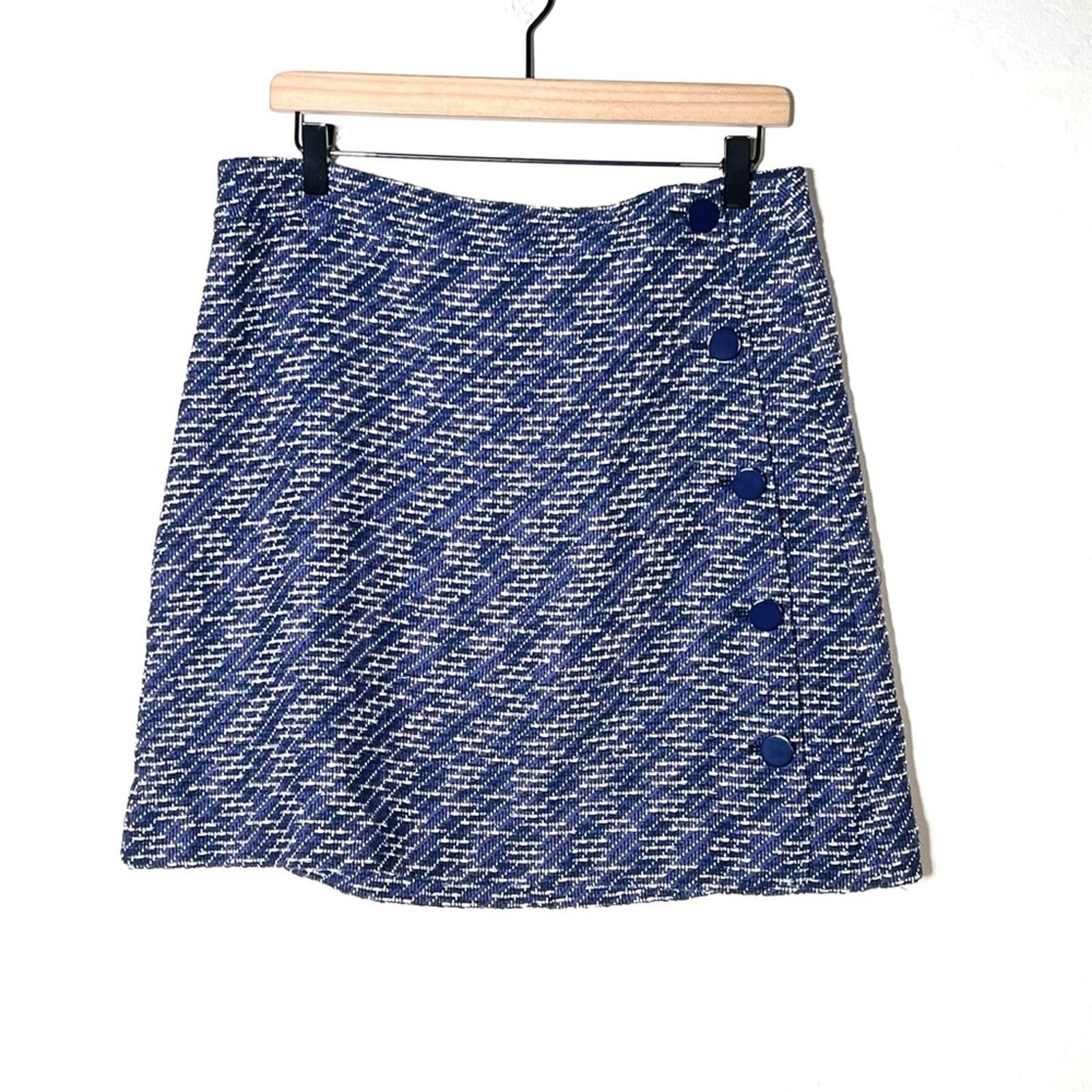 Stylish NWT Loft blue tweed A-line casual skirt size 12