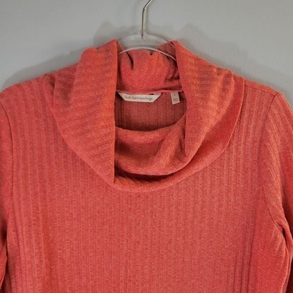 Beautiful SOFT SURROUNDINGS Tressa coral ribbed knit popover cowl neck tunic top P9n4Njgte New Style