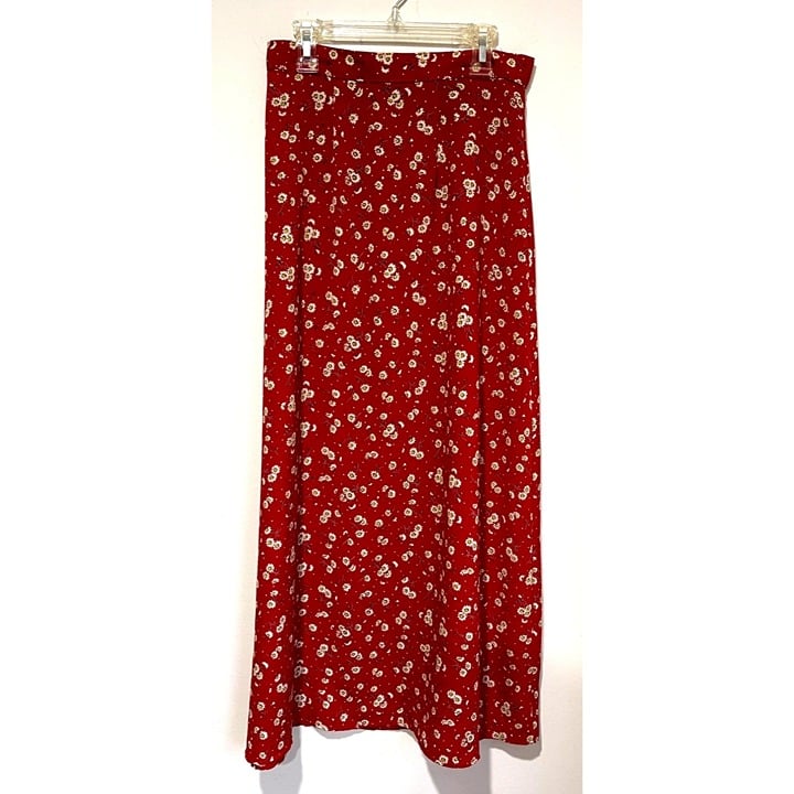 Fashion Vintage Skirt Floral Red Maxi Long Skirt Summer