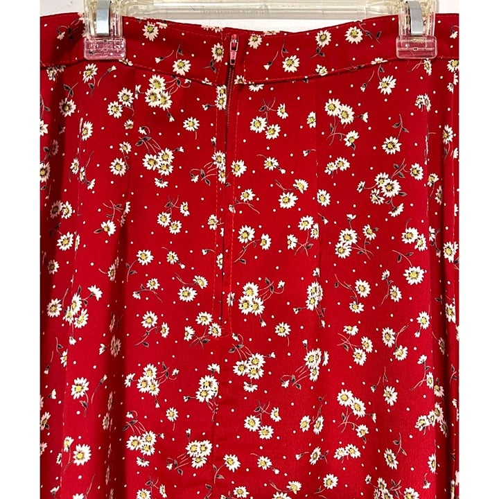 Fashion Vintage Skirt Floral Red Maxi Long Skirt Summer Retro Size 7 jPDqXFiOT Fashion
