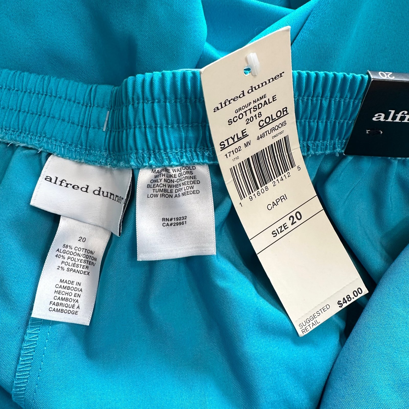 Comfortable Alfred Dunner 20 plus size pull on teal blue capris with pockets JFYhq0TJH Fashion